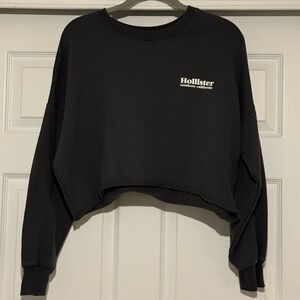 Hollister Dark Grey Logo Cropped Sweatshirt